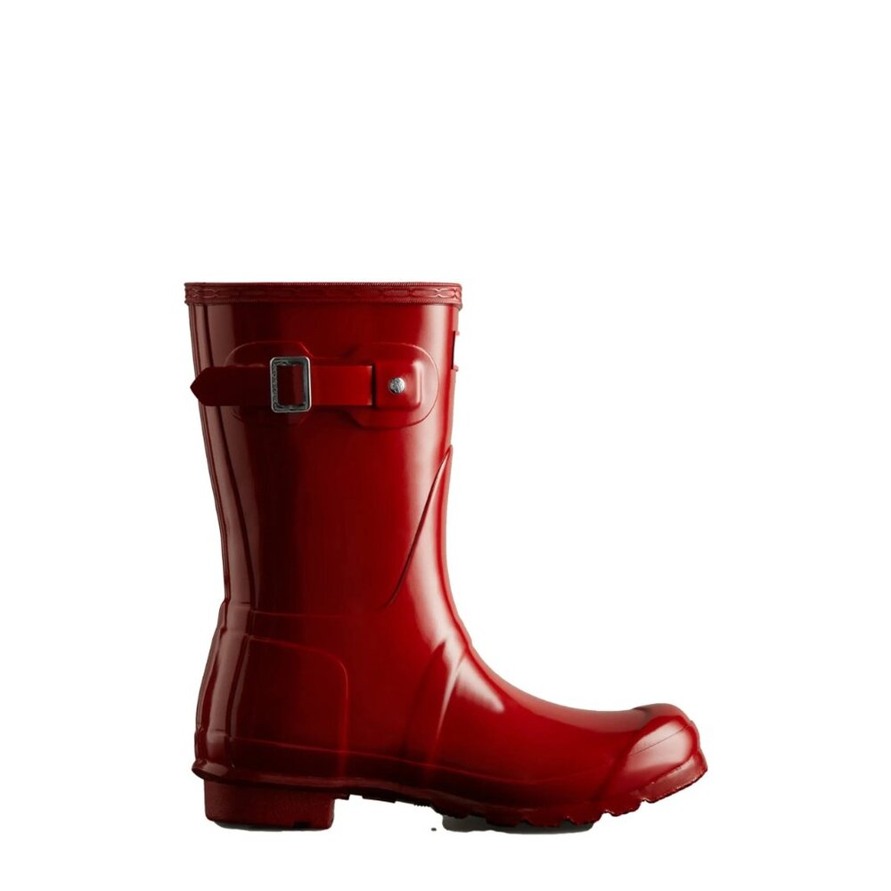 New Womens sz 10 HUNTER  Original Short Gloss Rain Boots Red rubber - Picture 2 of 5